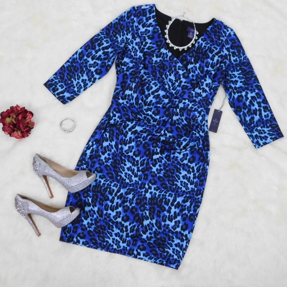 NYDJ Monique Cheetah Print Wrap Slimming Dress 12 - Picture 2 of 8